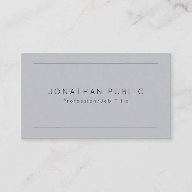 Personalised Elegant Grey Modern Simple Template Business Card (Front)