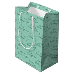 Personalised Elegant Happy Birthday Pattern Blue Medium Gift Bag