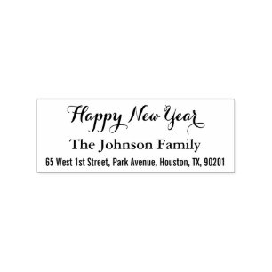 Personalised Elegant Happy New Year Return Address Rubber Stamp