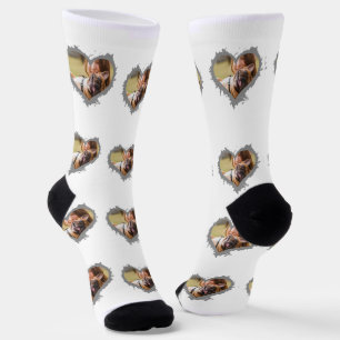 Personalised Elegant heart multi photo Socks