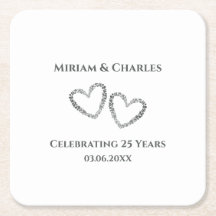 Personalised Elegant Heart Silver 25th Anniversary