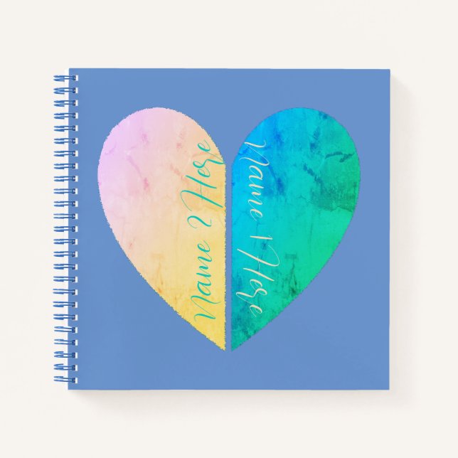 Personalised Elegant His and Hers Half Hearts Notebook (Front)