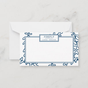 Personalised, Elegant Indigo Blue Seaweed Pattern Card