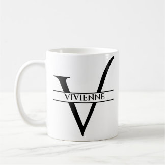 Personalised Elegant Initial Letter V  Coffee Mug