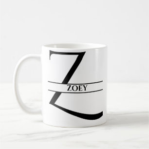 Personalised Elegant Initial Letter Z Coffee Mug