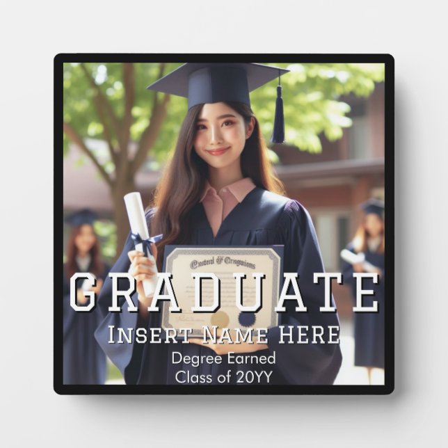 Personalised Elegant Keepsake Graduation Photo Plaque (Front)
