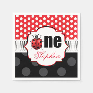 Personalised Elegant Ladybug First Birthday Napkin