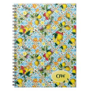 Personalised Elegant Lemon Monogram Notebook