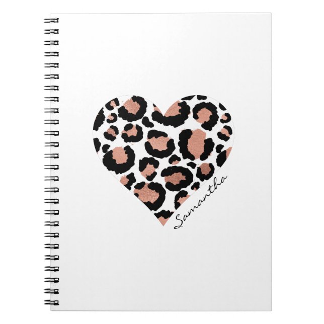 Personalised Elegant Leopard Pattern Heart  Notebook (Front)