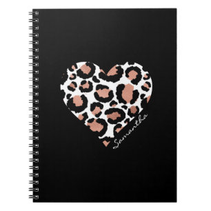Personalised Elegant Leopard Pattern Heart  Notebook
