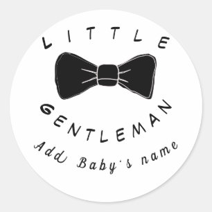 Personalised Elegant Little Gentleman Classic Round Sticker
