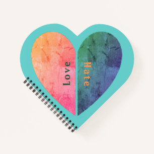 Personalised Elegant Love and Hate Half Hearts Notebook