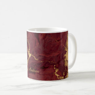 Personalised Elegant Luxury Burgundy Gold Marble Coffee Mug