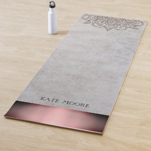 Personalised Elegant Mandala Rose Gold Metallic Yoga Mat