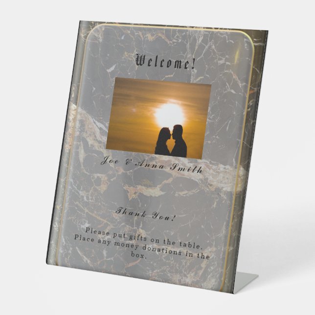 Personalised Elegant Marble Pedestal Sign (Front)