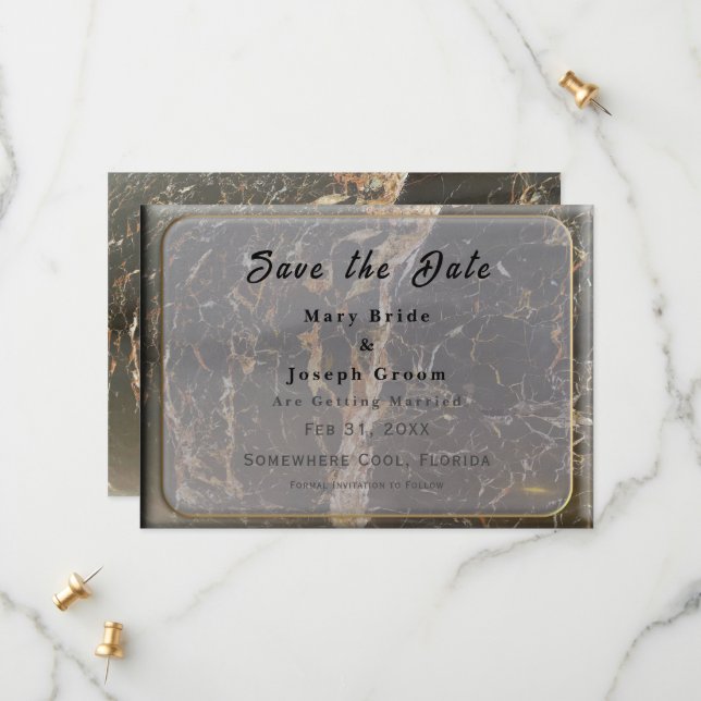 Personalised Elegant Marble Save The Date (Front/Back In Situ)