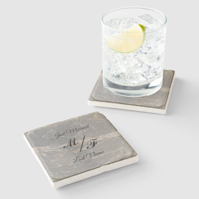 Personalised Elegant Marble Stone Coaster (Side)