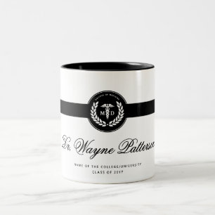 Personalised Elegant MD Medical School Graduation Two-Tone Coffee Mug