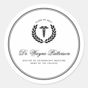 Personalised Elegant Medical School Graduation Classic Round Sticker