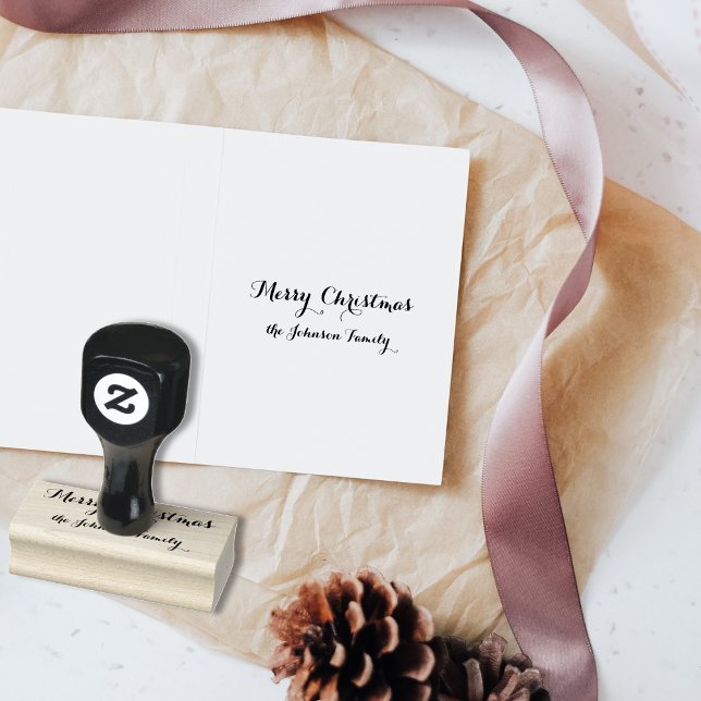 Personalised Elegant Merry Christmas Family Name Rubber Stamp (Personalized Elegant Merry Christmas Family Name Rubber Stamp)