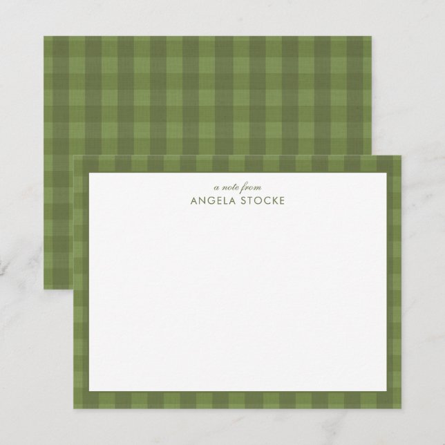 Personalised Elegant Minimal Border Green Gingham Card (Front/Back)