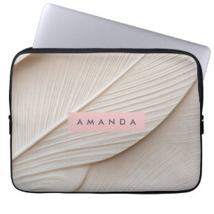 Personalised Elegant Minimalist Feather Texture Laptop Sleeve