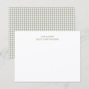 Personalised Elegant Minimalist Sage Green Gingham Thank You Card