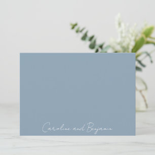 Personalised Elegant Minimalist Wedding Dusty Blue Thank You Card