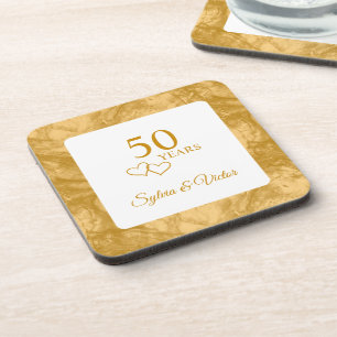 Personalised Elegant Modern 50th Anniversary Party Coaster