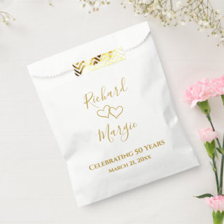 Personalised Elegant Modern 50th Anniversary Party Favour Bag