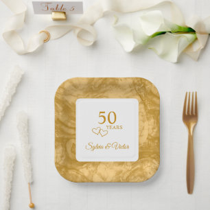Personalised Elegant Modern 50th Anniversary Party Paper Plate