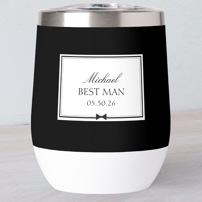 Personalised Elegant Modern Bowtie Best Man (Toast your best moments with a custom best man tumbler! Perfect for keeping the drinks flowing. )