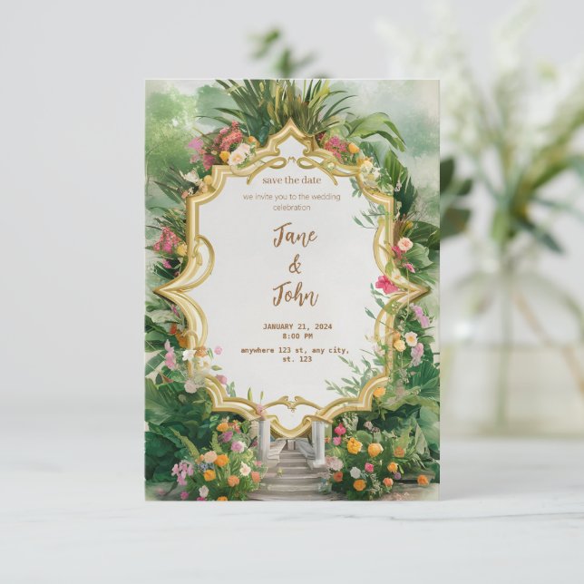 [Personalised] Elegant Modern Garden Wedding Invitation (Standing Front)