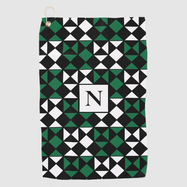Personalised Elegant Modern Geometric Pattern Golf Towel (Front)