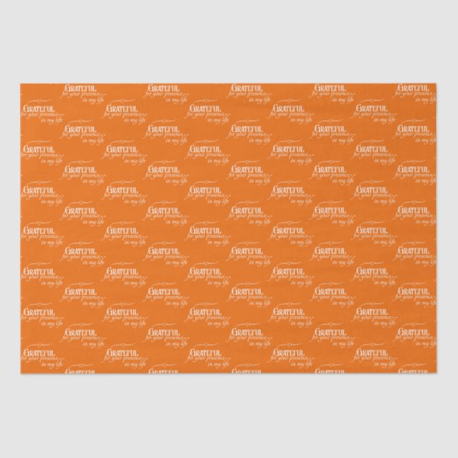 Personalised Elegant Modern Grateful White, Orange Tissue Paper (Front)