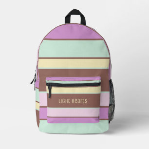 Personalised Elegant, Modern Light Pastel Stripes Printed Backpack