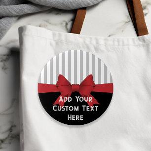 Personalised Elegant Modern Red Ribbon and Stripe 7.5 Cm Round Badge