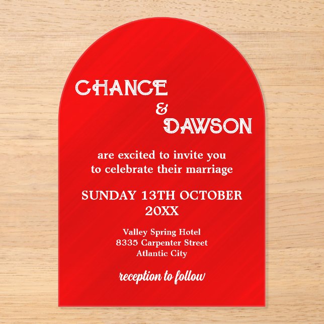 Personalised Elegant & Modern Wedding Acrylic Invitations (Front)