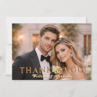 Personalised Elegant Modern Wedding Photo Thank You Card