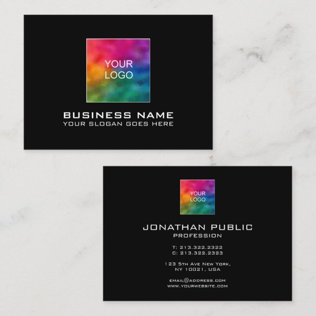 Personalised Elegant Modern Your Company Logo Here Business Card (Front/Back)
