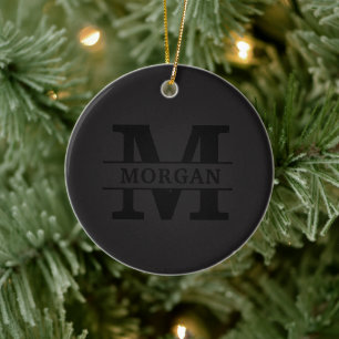 Personalised Elegant Monogram and Name Ceramic Ornament