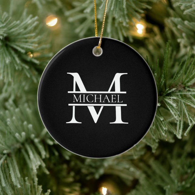Personalised Elegant Monogram and Name Ceramic Ornament (Tree)