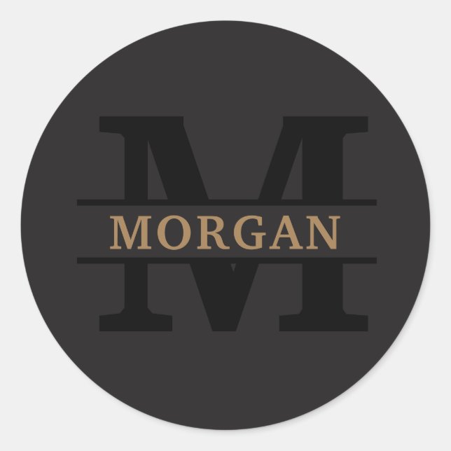 Personalised Elegant Monogram and Name Classic Round Sticker (Front)