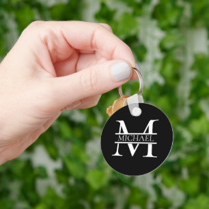 Personalised Elegant Monogram and Name Key Ring