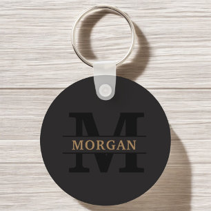 Personalised Elegant Monogram and Name Key Ring