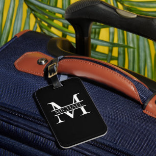 Personalised Elegant Monogram and Name Luggage Tag