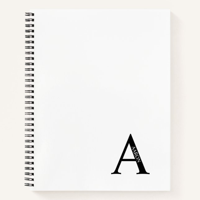 Personalised Elegant Monogram and Name Notebook (Front)