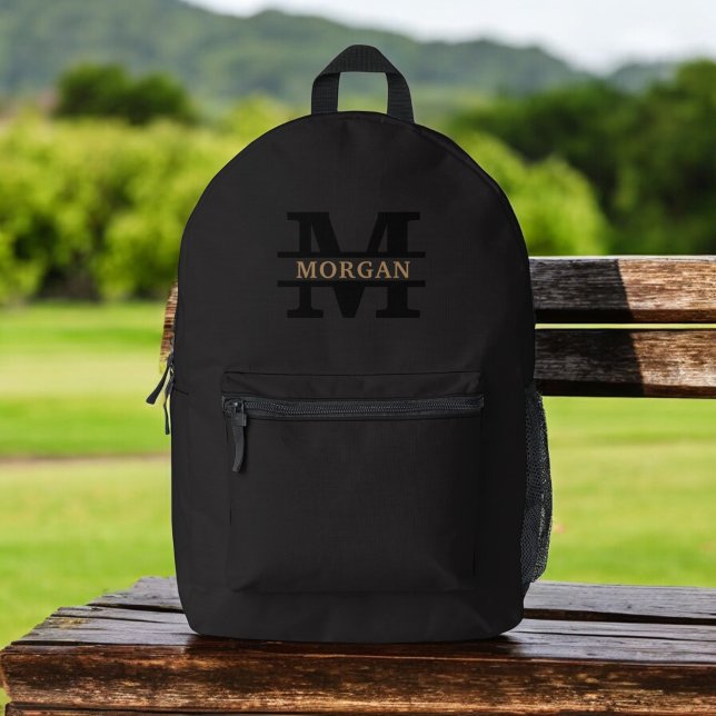Personalised Elegant Monogram and Name  Printed Backpack (Creator Uploaded)