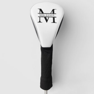 Personalised Elegant Monogram and Name White Golf Head Cover