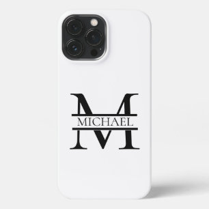 Personalised Elegant Monogram and Name White iPhone 13 Pro Max Case